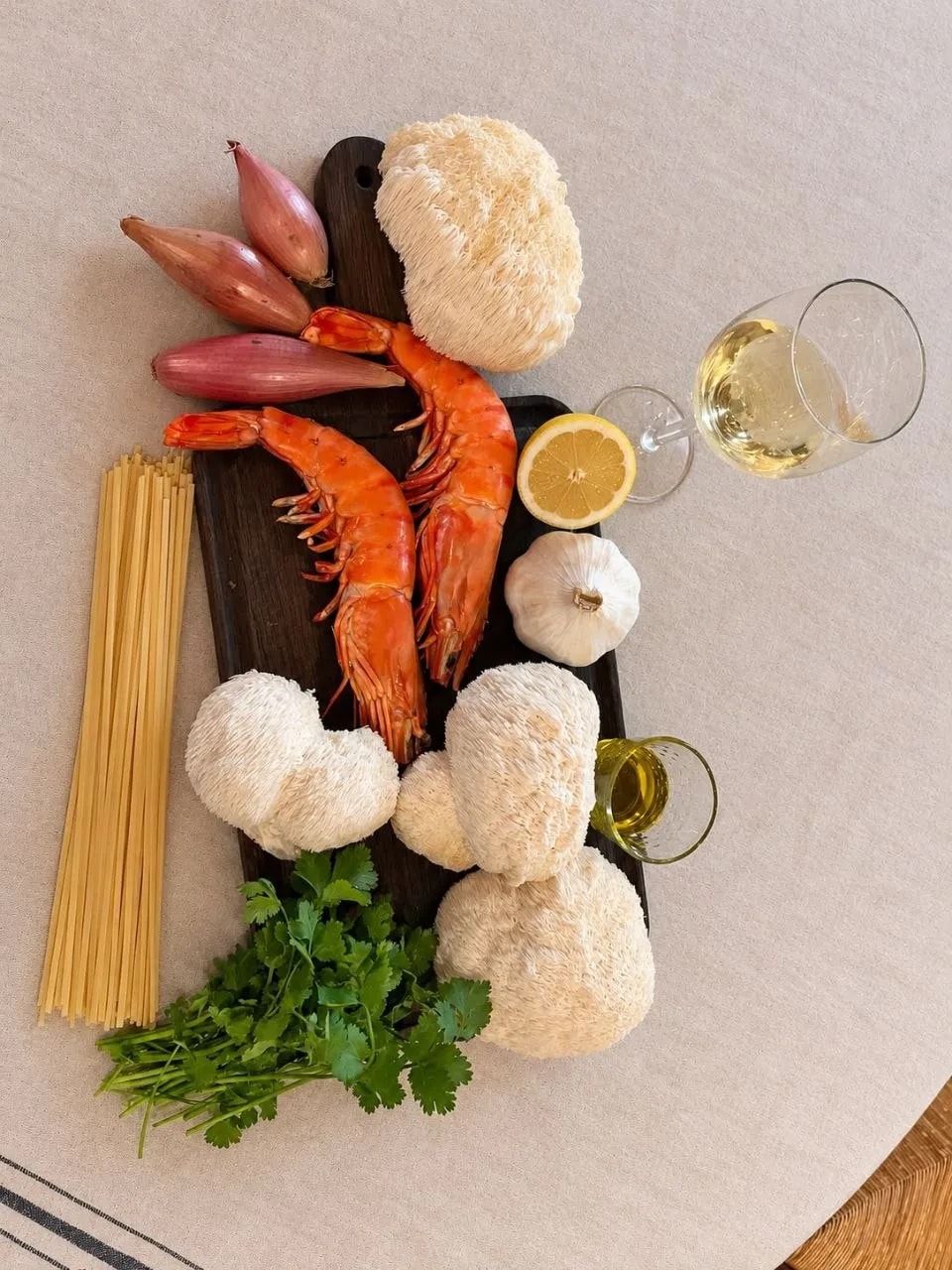 Ingrédients de la recette Spaghetti vongole revisités à la crinière de lion